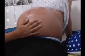 Pregnant Camgirl Celeste Gets her Tummy Rubbed by Sofia