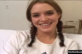 Ameara Levay is smiling because, she knows that she's about to swallow her - video 1