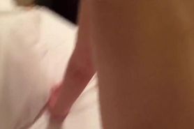 Japanese with glasses moans as I ride her wet pussy doggie