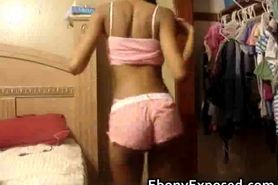 Ebony teen cam dances in her pink thong part3