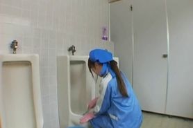 Asian beauty is cleaning the mens room part2 - video 2