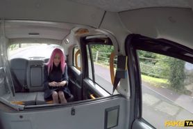Fake Taxi pink haired Roxy Lace pounds big black dick in a taxi