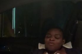 Ebony couple masturbate in public while people ride by and watch