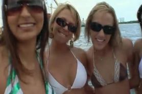 Hot lesbian girls partying on a boat