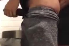 Sucking cock and getting fucked in public restroom