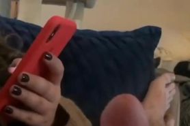 Handjob With MASSIVE Cum Surprise All Over The Couch!