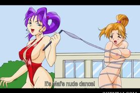 Anime mistress ropes and slit drills her slave