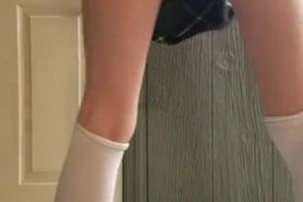 School Girl Pees Uniform and Panties from Desperation