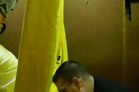 Blowing a Straight Guy through Homemade Gloryhole