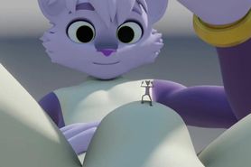 [3D Furry Macro] Giant Bulge with Purple Cat & Tiny Dude HQ by Ducky