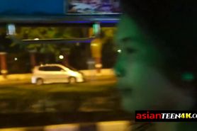 Asian hot prostitute with a very juicy ass is taken to the hotel just to please this white tourist w