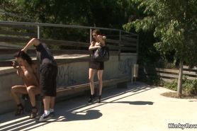 Public ass cumshot and rimming