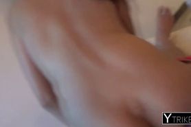 Cock hungry Thai getting fucked hard by a huge white cock in POV