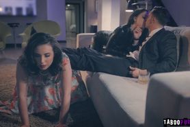 College sex slaves fucked in a 3some session
