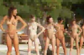 Six naked girls by the pool from italia - video 2