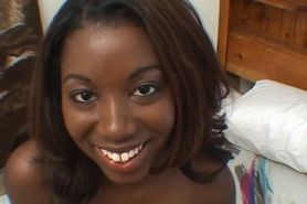Ebony Girl WIth Massive Boobs Gives Great Head to White Dick!