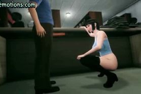 Animated whore gets ass fingered