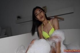Ladyboy Pepper Gives Blowjob During Taking Bath