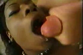 Horny ebony teen loves to swallow!