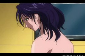 Chesty brunette threesomed in hentai video