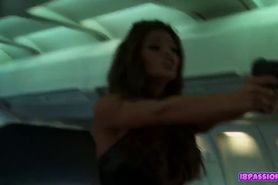 Naughty Blondes Fuck a Passenger inside a Plane
