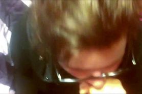 Eager teen with glasses POV blowjob