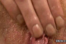 Cuddly teen is gaping yummy vulva in closeup and coming