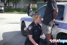 Black MONSTERCOCK wrecks cop pussy in the STREET