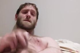 bearded hairy daddy pumps out a big load