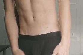 Smooth twink strips out of grey sweatpants