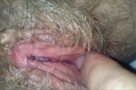 Hairy granny receives oral