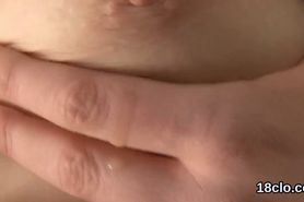 Sultry cutie is gaping narrow vagina in close up and having orgasm