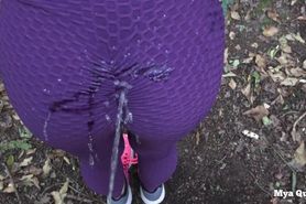 Public forest piss drinking blowjob spit - pee on tits and leggings - Mya Quinn