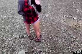Teen Lana Mars sharing stepdads big cock outdoor with MILF mom