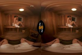 VR 180 - Kimber Woods goes to the Sauna to Hook up