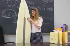 Teacher surfing run into young schoolgir