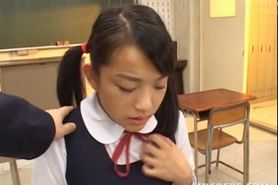 Japanese teen doll finger fucked upskirt in class room