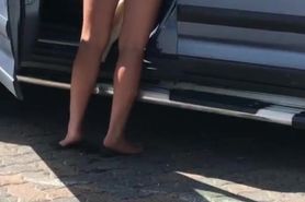 Spying hot teen ass in thong bikini public