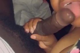 Trying to swallow big cock