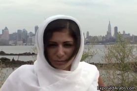 Horny Arab girl in a white scarf gets part4