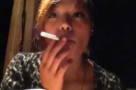 Smoking with her fav song