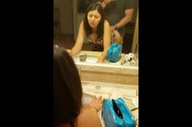 beautiful latin girl fucks in front of the hotel mirror