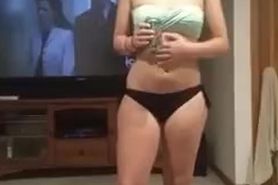 Sexy blonde burps loud in bikini