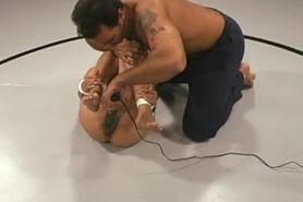 isis gets manhandled tied and fucked in wrestling match