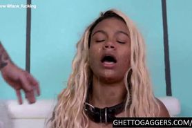 Extreme oral abuse for cute black teen