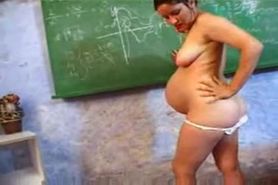 pregnant teacher masturbates on her desk