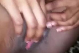 Amateur black chick takes white cock up her tight ass