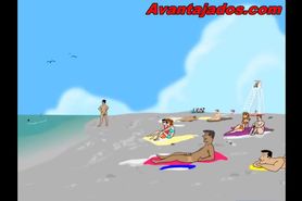 Desenho Gay Animado na Praia com Bundudo