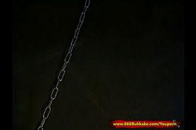 Pee And Cum for Dirty Young Slut In Chains - 666Bukkake