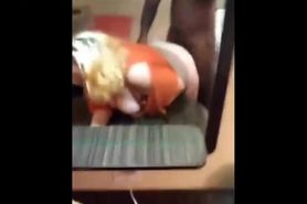 Sexy picked up blonde fucked in front of the mirror